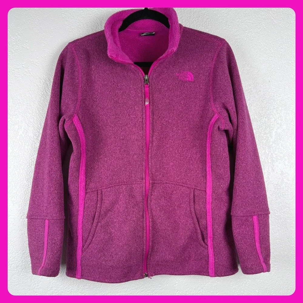 The North Face Girls Kids Pink Fleece Zip Up Jacket Size XL‎ See Description